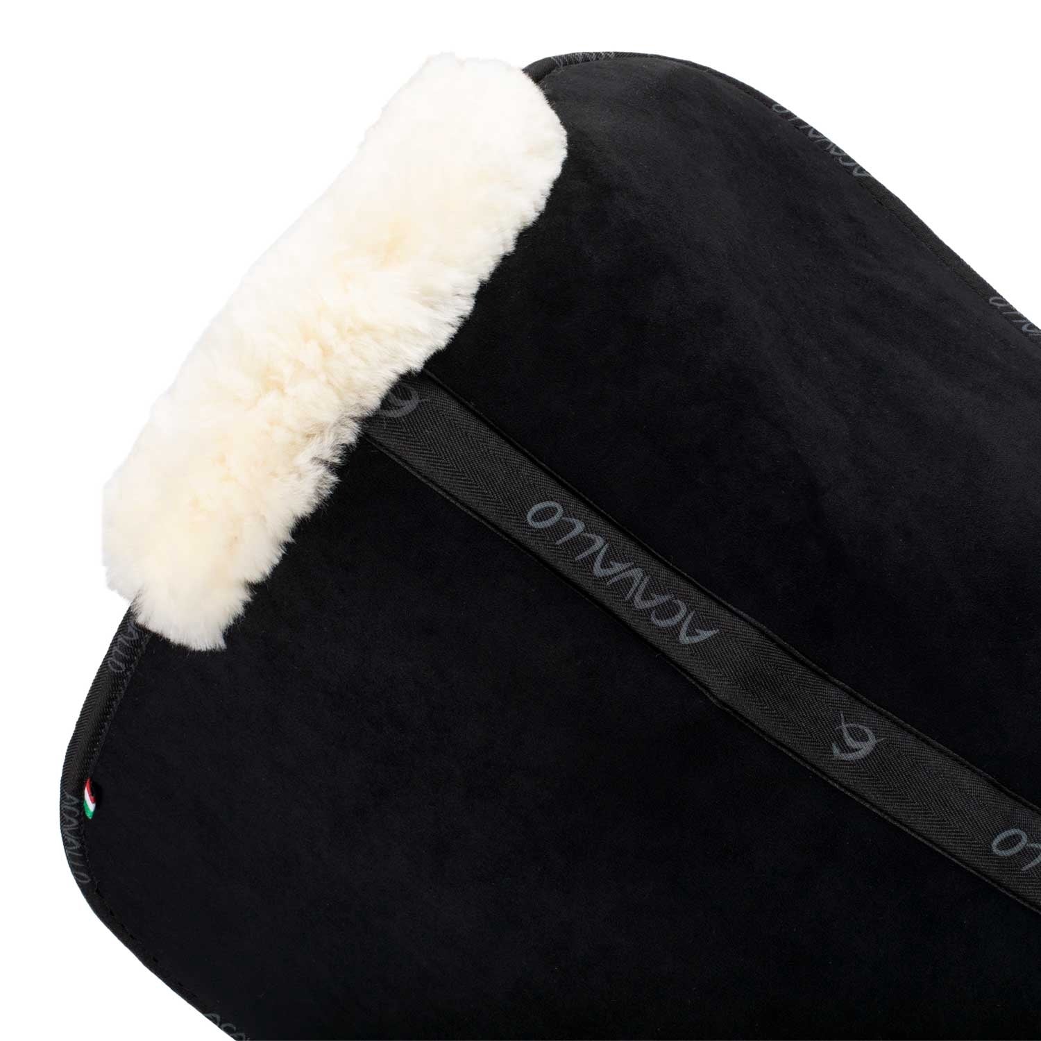 Acavallo Pocket & Memory Foam Half Pad W/risers Sheepskin Naturel Black Zadelonderleggers - Maddelin Equestrian Acavallo