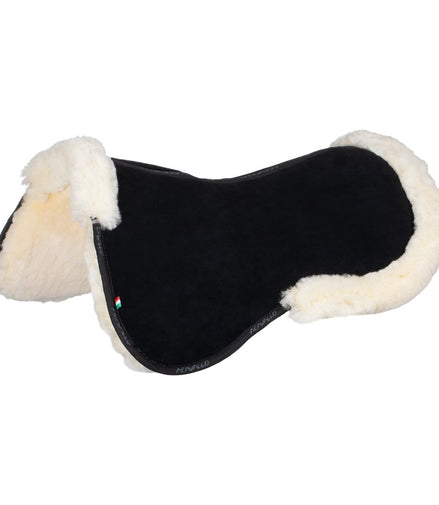 Acavallo Pocket & Memory Foam Half Pad W/risers Sheepskin Naturel Black Zadelonderleggers - Maddelin Equestrian Acavallo