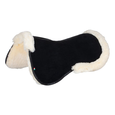 Acavallo Pocket & Memory Foam Half Pad W/risers Sheepskin Naturel Black Zadelonderleggers - Maddelin Equestrian Acavallo