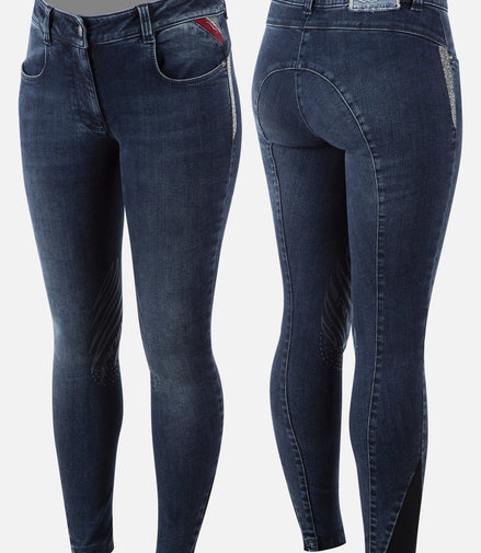 Animo Nelo Jeans Rijbroek Knie Grip Dames Dames Rijbroeken - Maddelin Equestrian Animo Italia