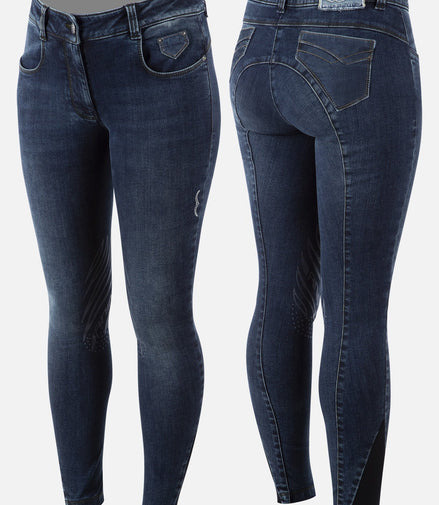 Animo Noctis Knie Grip Rijbroek Jeans Dames Dames Rijbroeken - Maddelin Equestrian Animo Italia