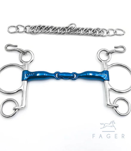 Fager Baby Pelham Dubbel Gebroken Titanium Bit - HENRY - 14mm