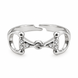 Equestrian Jewelry ring Alba, open verstelbare ring met bit bezet met strass-steentjes, in zilver en goud