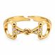 Equestrian Jewelry ring Alba, open verstelbare ring met bit bezet met strass-steentjes, in zilver en goud