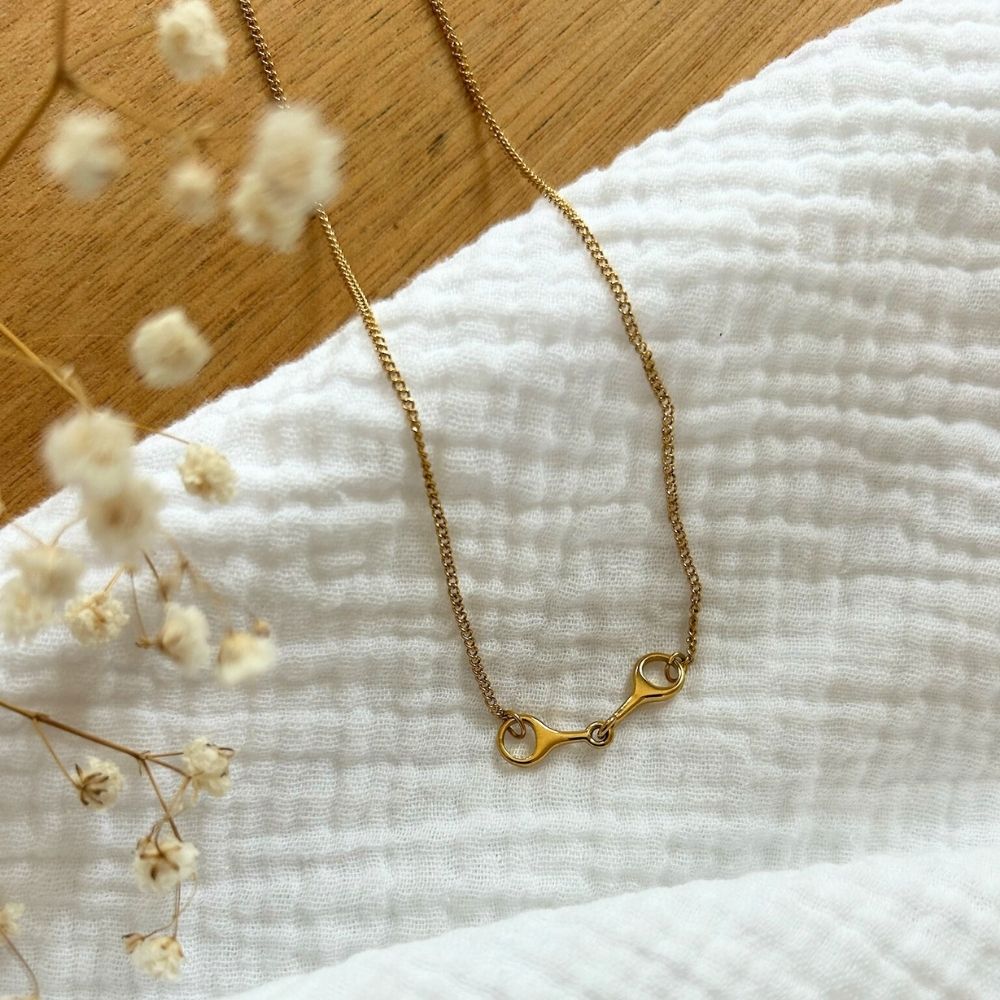 Equestrian Jewelry ketting Utah met bithanger aan een fijne ketting, in zilver en goud