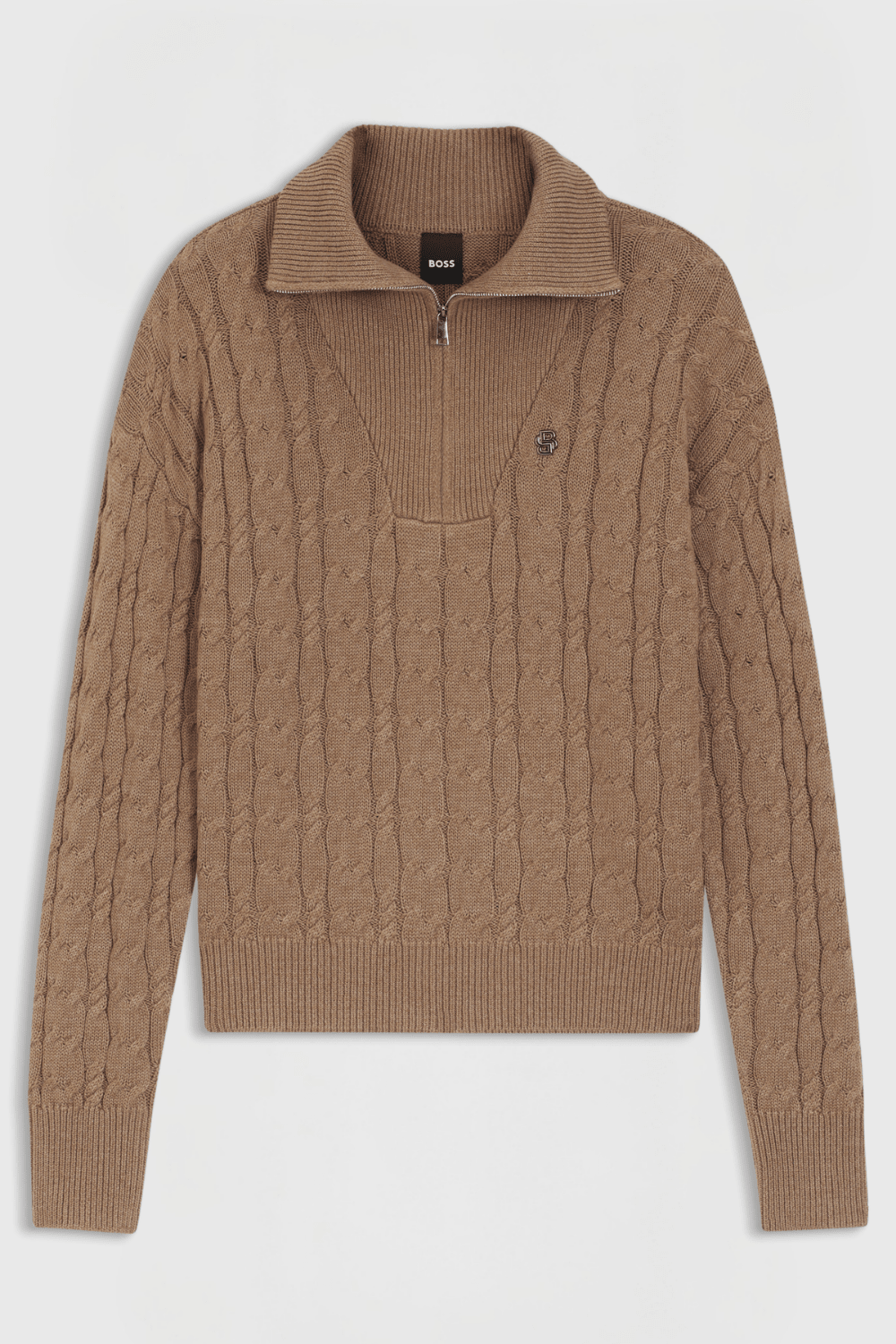 Boss Equestrian Ella Knit Zip Troyer Dames - Walnut