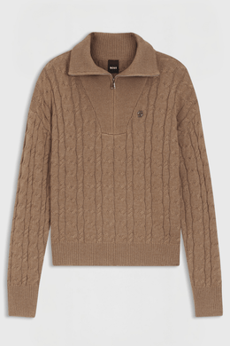 Boss Equestrian Ella Knit Zip Troyer Dames - Walnut