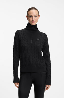 Boss Equestrian Ella Knit Zip Troyer Dames - Zwart