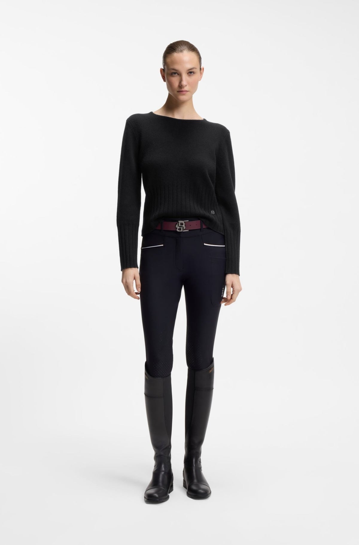 Boss Equestrian Erin Luxury Knit Trui Dames Zwart