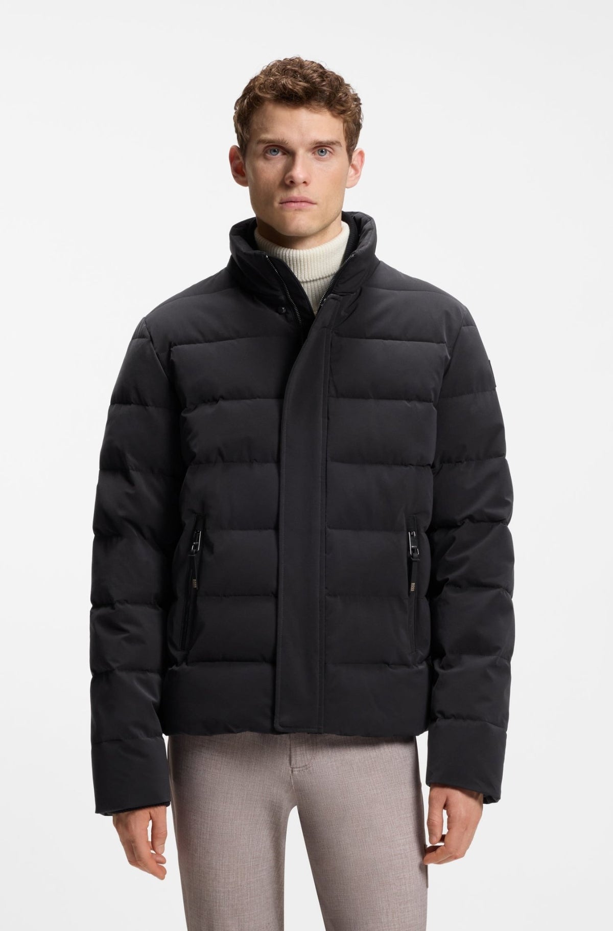 Boss Equestrian Jamie Puffer Velvet Jas Heren - Zwart