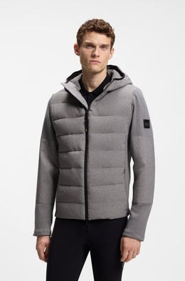 Boss Equestrian Jeff Hybrid Puffer Jas Heren Grijs