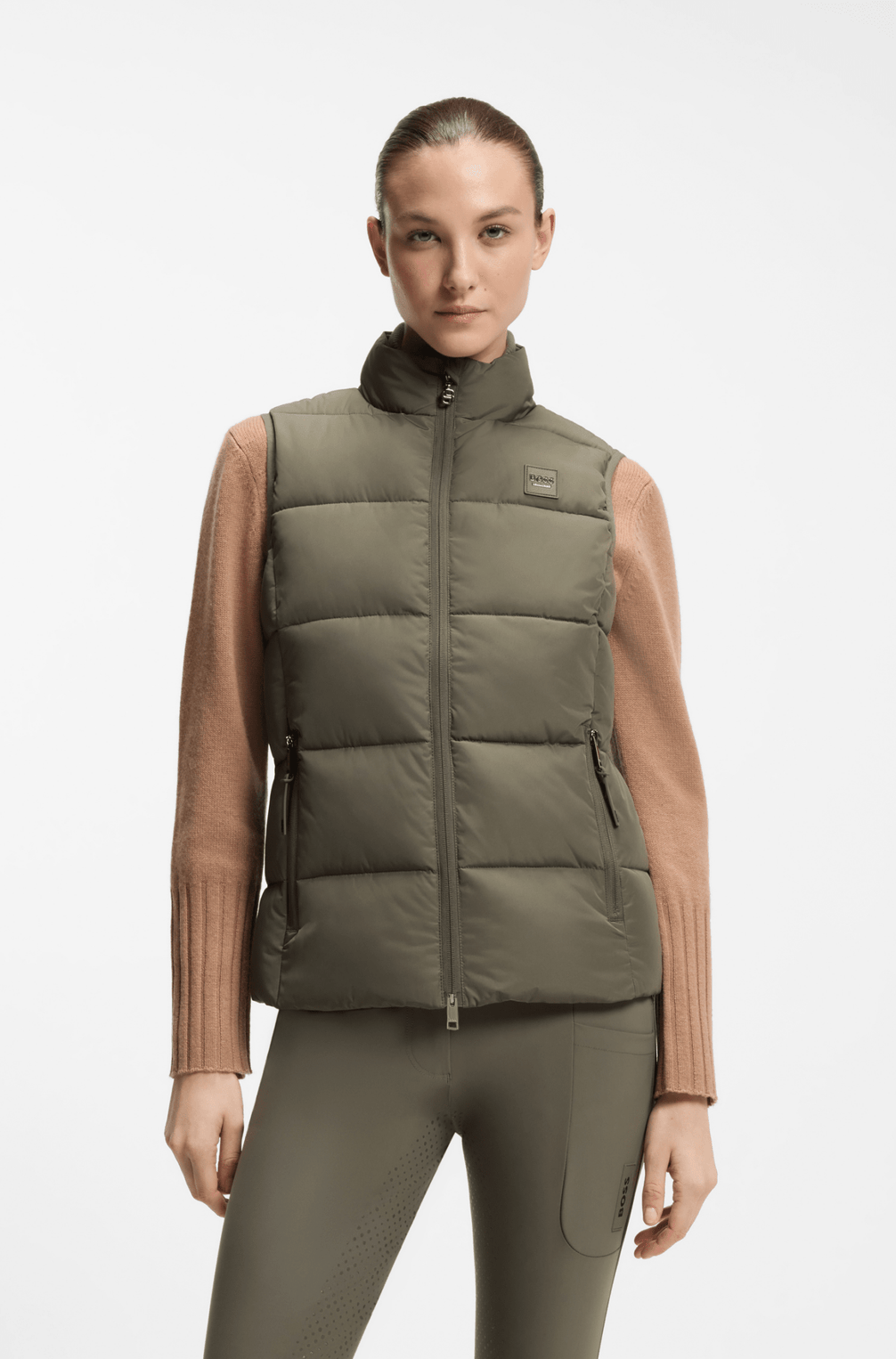 Boss Equestrian Viola Knitted Puffer Bodywarmer Dames Tealeaf