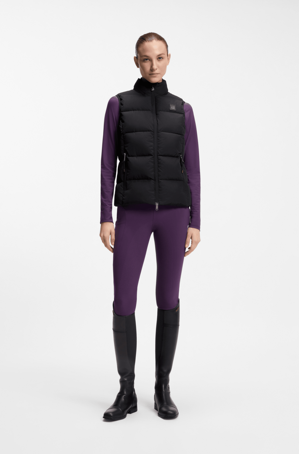 Boss Equestrian Viola Knitted Puffer Bodywarmer Dames Zwart