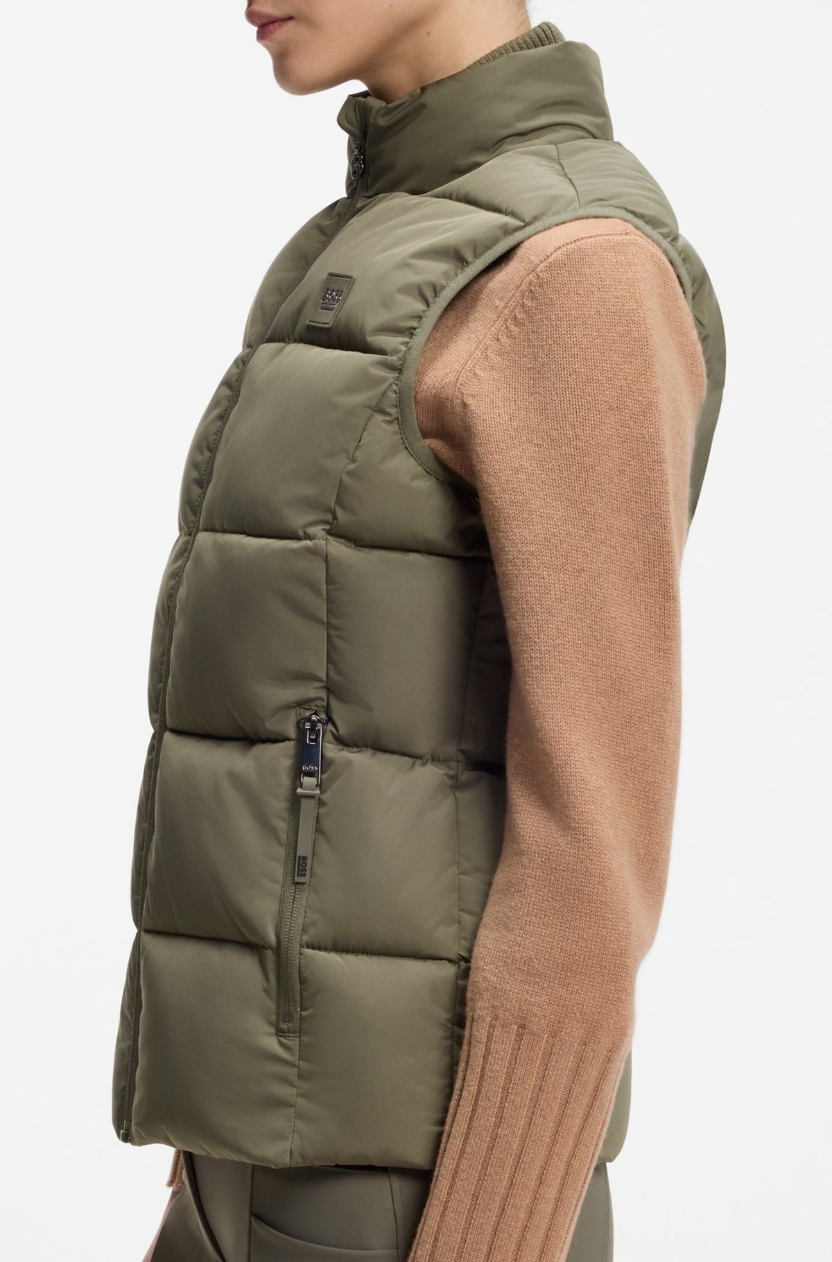 Boss Equestrian Viola Knitted Puffer Bodywarmer Dames Tealeaf