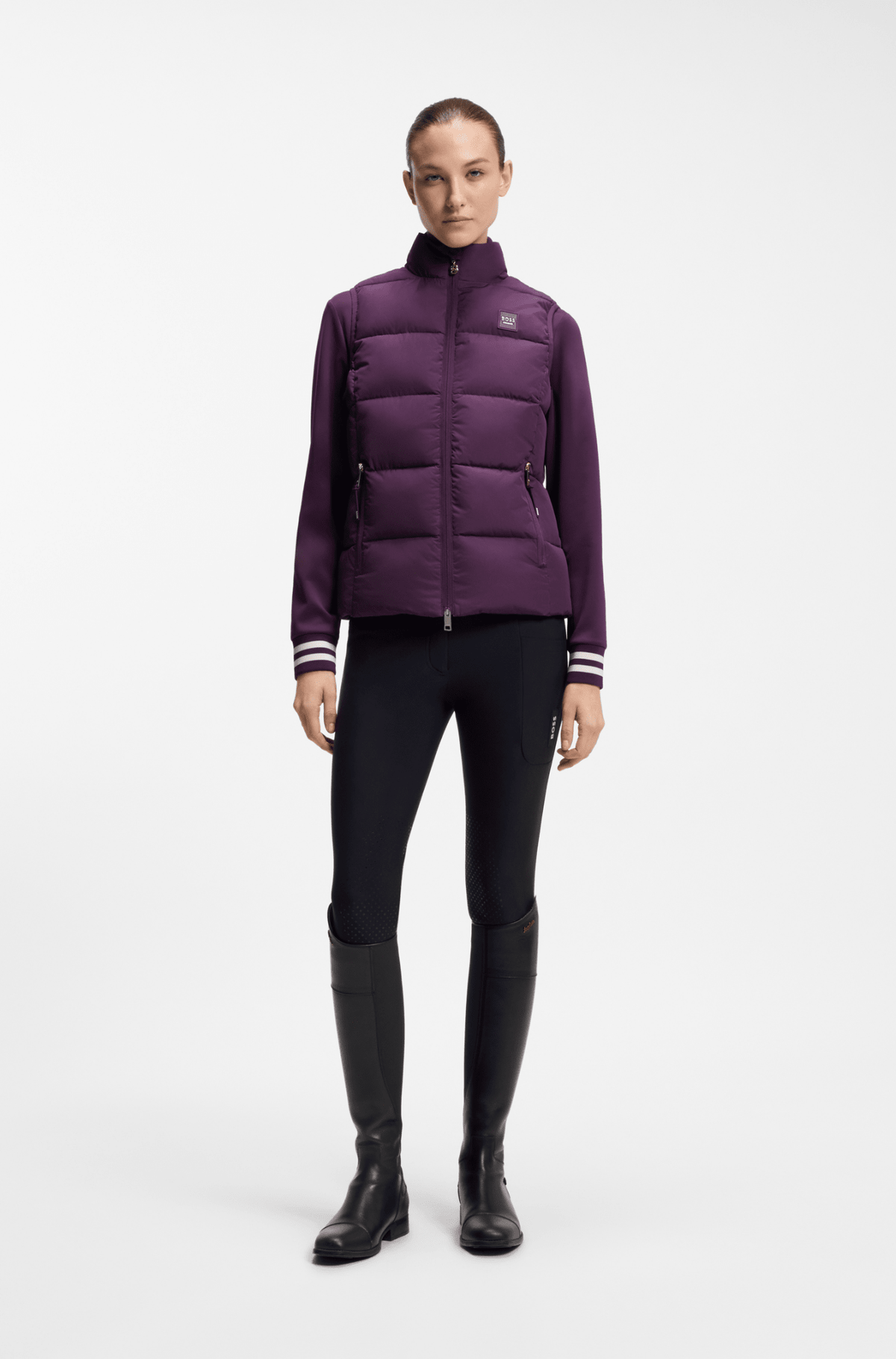 Boss Equestrian Viola Knitted Puffer Bodywarmer Dames Deep Purple