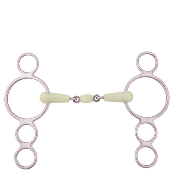 BR Dubbel gebroken Pessoa Apple Mouth 3ring, Beval, Kimblewick, RNF, Butterfly,... - Maddelin Equestrian BR