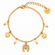 Equestrian Jewelry armband Rio met hoefijzer, klavertjes en natuursteentjes, in zilver met agaat en goud met kwarts