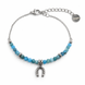 Equestrian Jewelry armband Azur met kleine facetgeslepen natuursteentjes en een hoefijzer in het midden