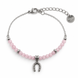 Equestrian Jewelry armband Azur met kleine facetgeslepen natuursteentjes en een hoefijzer in het midden