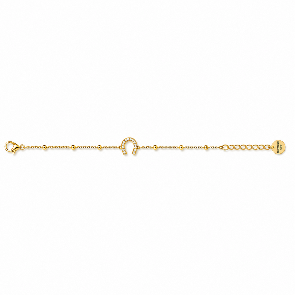 Equestrian Jewelry armband Fiera Strass: fijn kettinkje met een hoefijzerhanger bezet met strass-steentjes