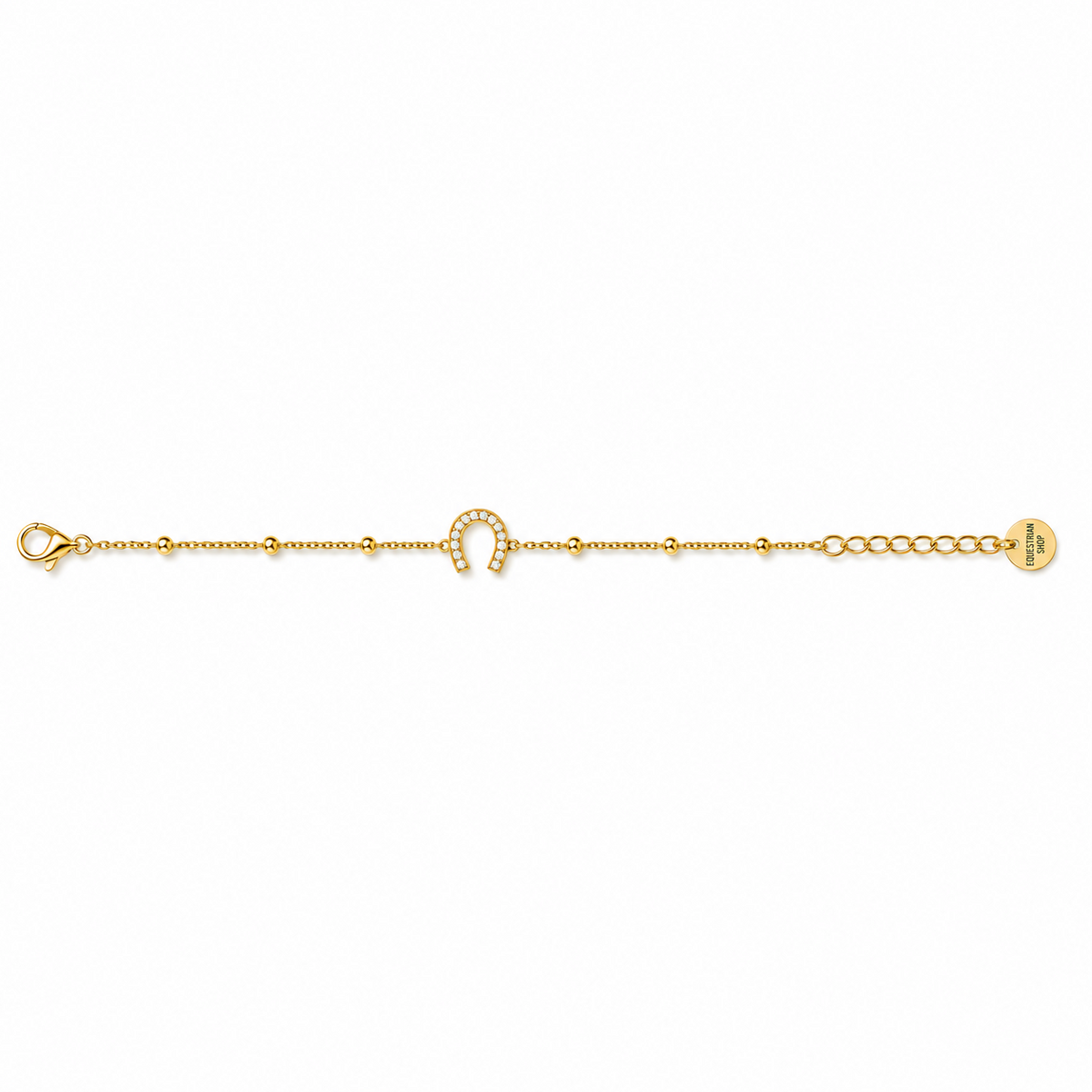 Equestrian Jewelry armband Fiera Strass: fijn kettinkje met een hoefijzerhanger bezet met strass-steentjes