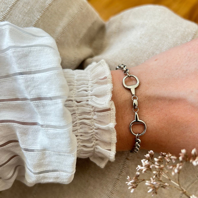 Equestrian Jewelry armband Twice: schakelketting met grove schakels en een dubbel gebroken bit