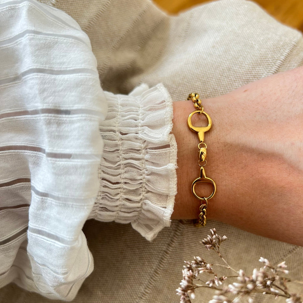 Equestrian Jewelry armband Twice: schakelketting met grove schakels en een dubbel gebroken bit