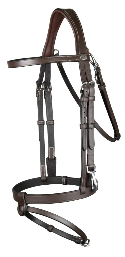 Dy'on Flat Leather Bridle With Snap Hooks