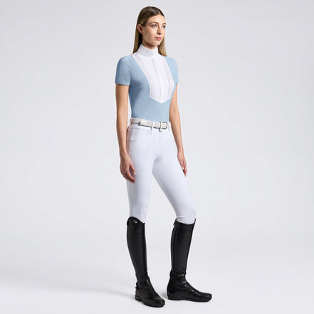 Cavalleria Toscana American Wedstrijdshirt Dames Fog Blue Wedstrijdshirts - Maddelin Equestrian Cavalleria Toscana