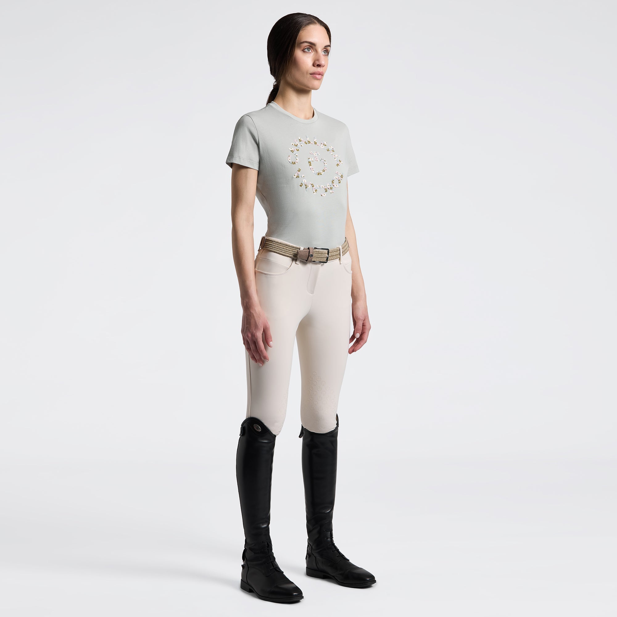 Cavalleria Toscana Dames Floral Embroidery T-Shirt Dames Shirts - Maddelin Equestrian Cavalleria Toscana