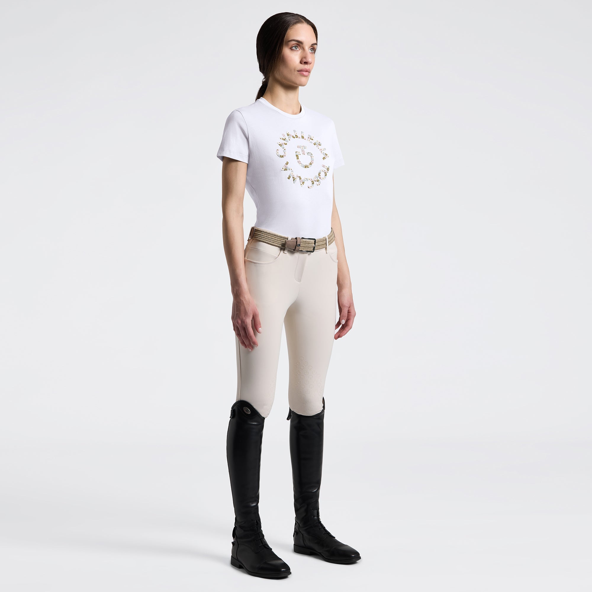 Cavalleria Toscana Dames Floral Embroidery T-Shirt Dames Shirts - Maddelin Equestrian Cavalleria Toscana
