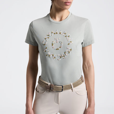 Cavalleria Toscana Dames Floral Embroidery T-Shirt Dames Shirts - Maddelin Equestrian Cavalleria Toscana