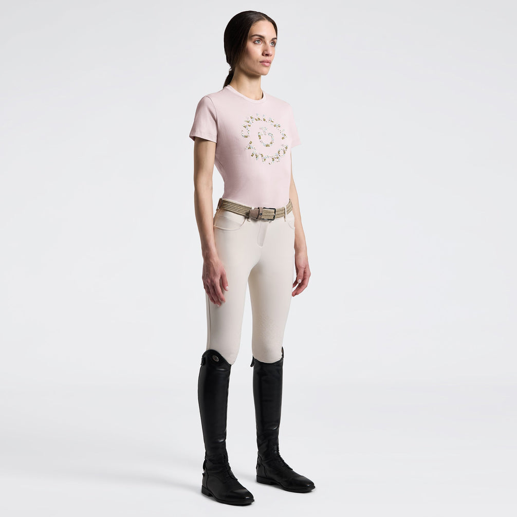 Cavalleria Toscana Dames Floral Embroidery T-Shirt Dames Shirts - Maddelin Equestrian Cavalleria Toscana