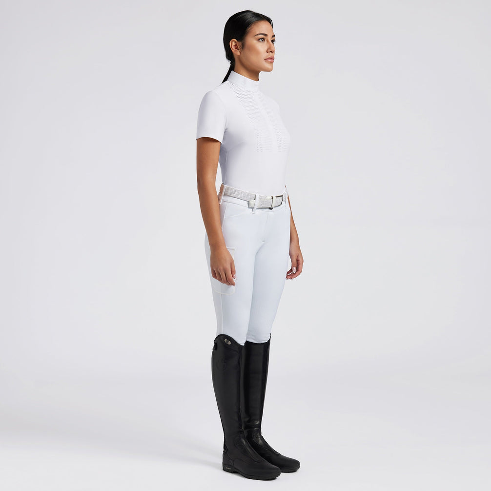 Cavalleria Toscana Dames Heat Saeled Perforated Bib S/S Wedstrijd Shirt Wedstrijdshirts - Maddelin Equestrian