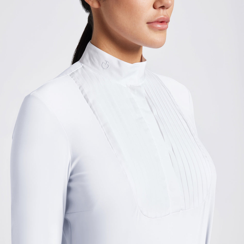 Cavalleria Toscana Dames Pleated Bibi Jersey L/S Wedstrijd Shirt Wedstrijdshirts - Maddelin Equestrian Cavalleria Toscana