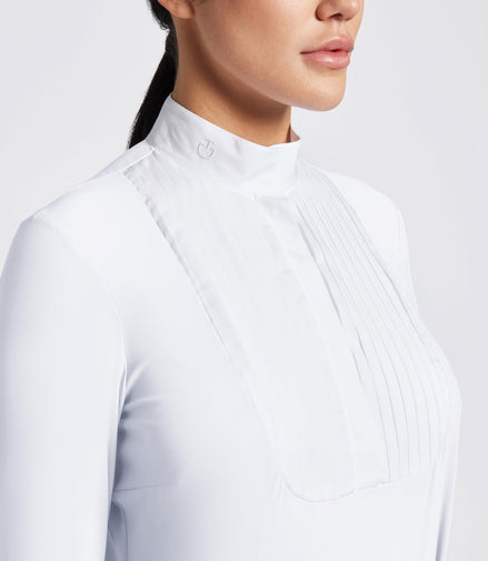 Cavalleria Toscana Dames Pleated Bibi Jersey L/S Wedstrijd Shirt Wedstrijdshirts - Maddelin Equestrian Cavalleria Toscana