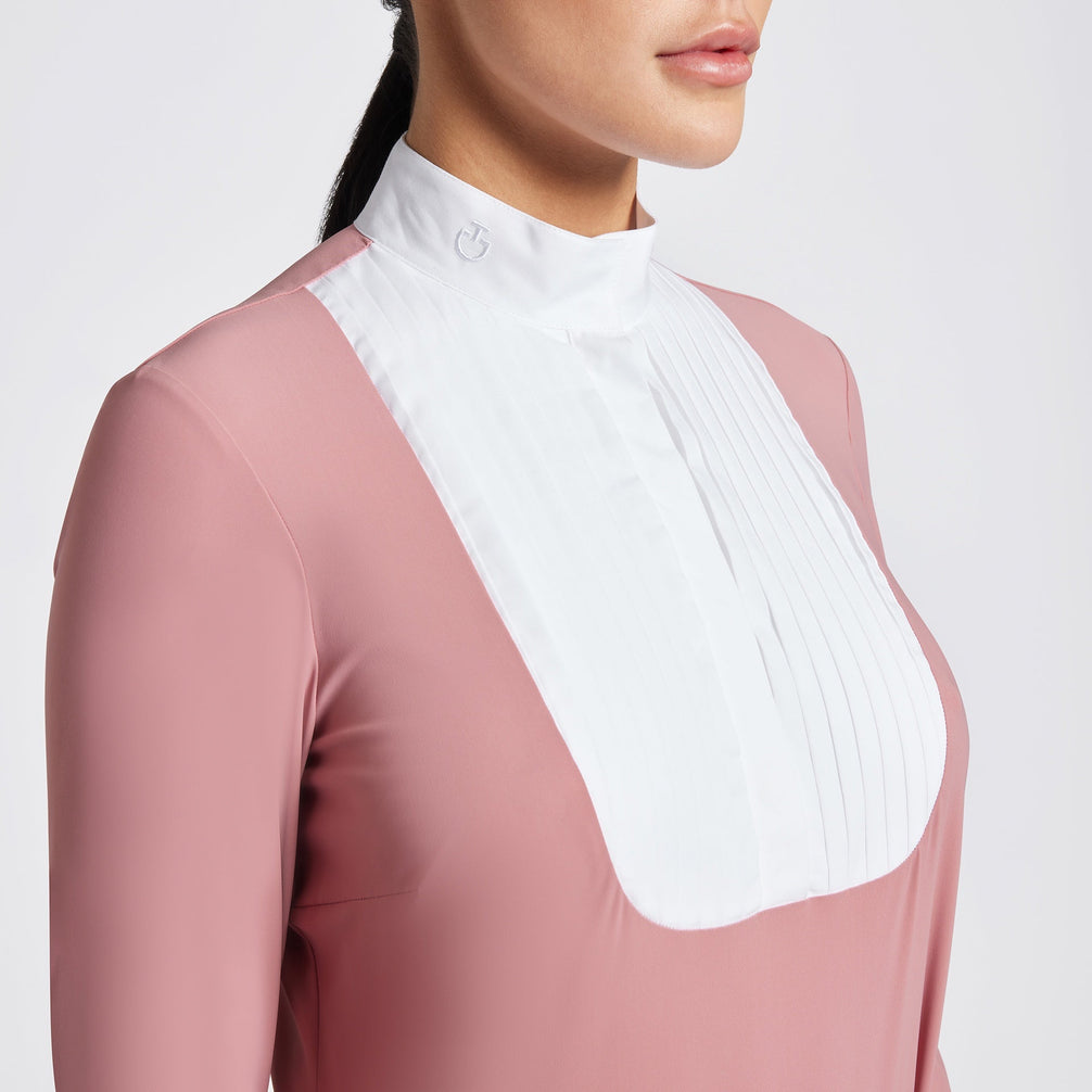 Cavalleria Toscana Dames Pleated Bibi Jersey L/S Wedstrijd Shirt Wedstrijdshirts - Maddelin Equestrian Cavalleria Toscana