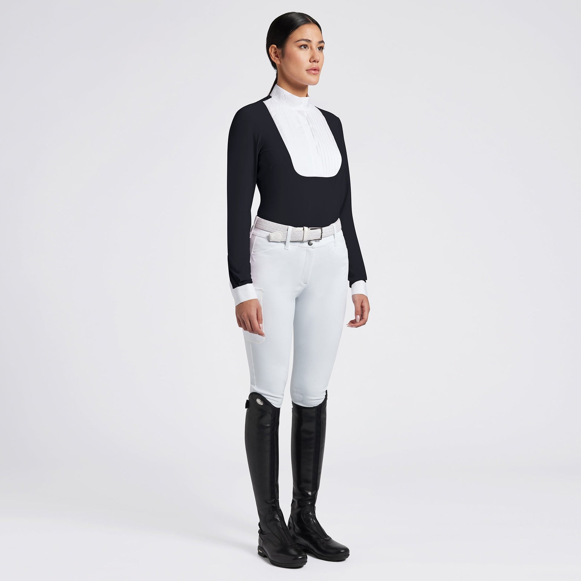 Cavalleria Toscana Dames Pleated Bibi Jersey L/S Wedstrijd Shirt Wedstrijdshirts - Maddelin Equestrian Cavalleria Toscana