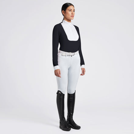 Cavalleria Toscana Dames Pleated Bibi Jersey L/S Wedstrijd Shirt Wedstrijdshirts - Maddelin Equestrian Cavalleria Toscana