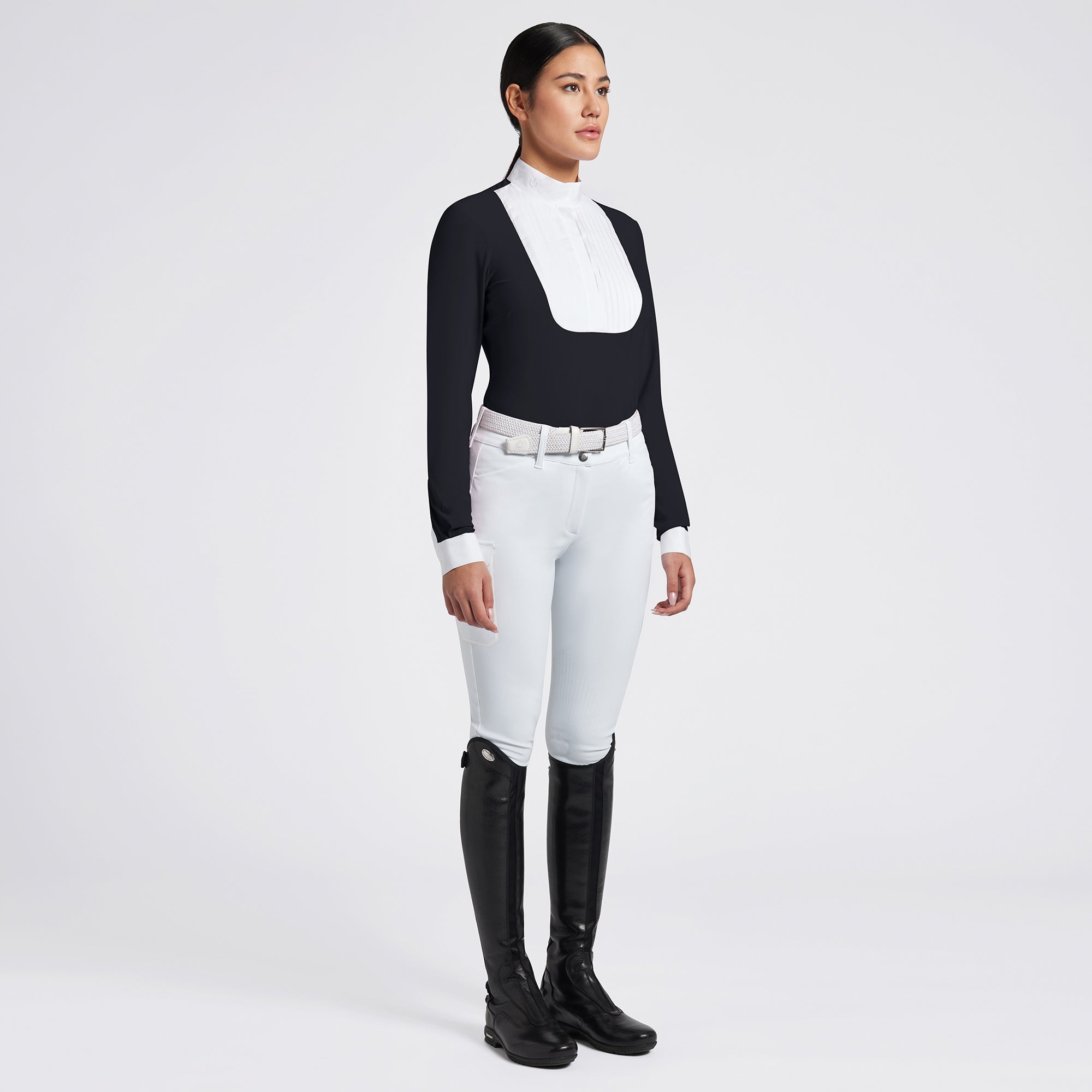 Cavalleria Toscana Dames Pleated Bibi Jersey L/S Wedstrijd Shirt Wedstrijdshirts - Maddelin Equestrian Cavalleria Toscana