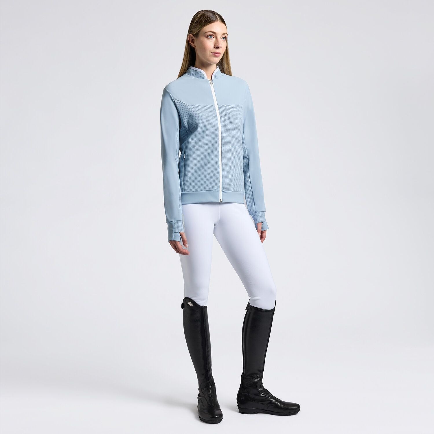 Cavalleria Toscana Dames Technical Crew Neck Sweatshirt met Rits Dames Truien & Sweaters - Maddelin Equestrian Cavalleria Toscana