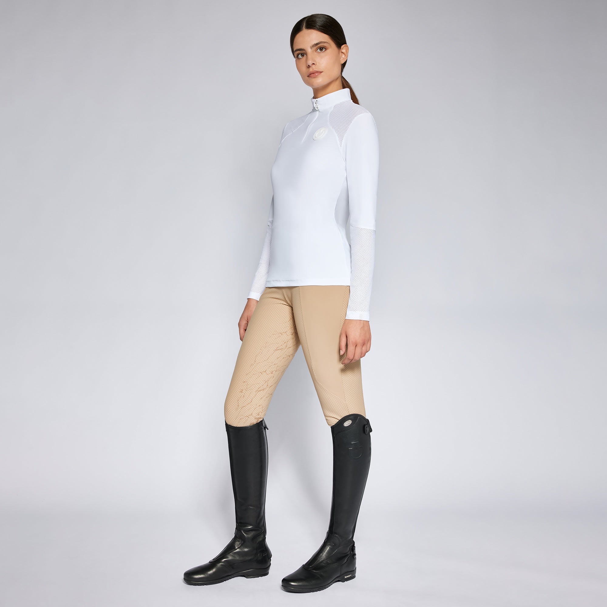 Cavalleria Toscana Dames Westrijdshirt Perforated Insert L/S Zip Wedstrijdshirts - Maddelin Equestrian Cavalleria Toscana