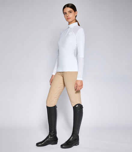 Cavalleria Toscana Dames Westrijdshirt Perforated Insert L/S Zip Wedstrijdshirts - Maddelin Equestrian Cavalleria Toscana