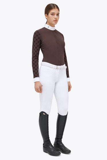 Cavalleria Toscana Women's Competition Shirt Mini Orbit Flock Printed Long Sleeves
