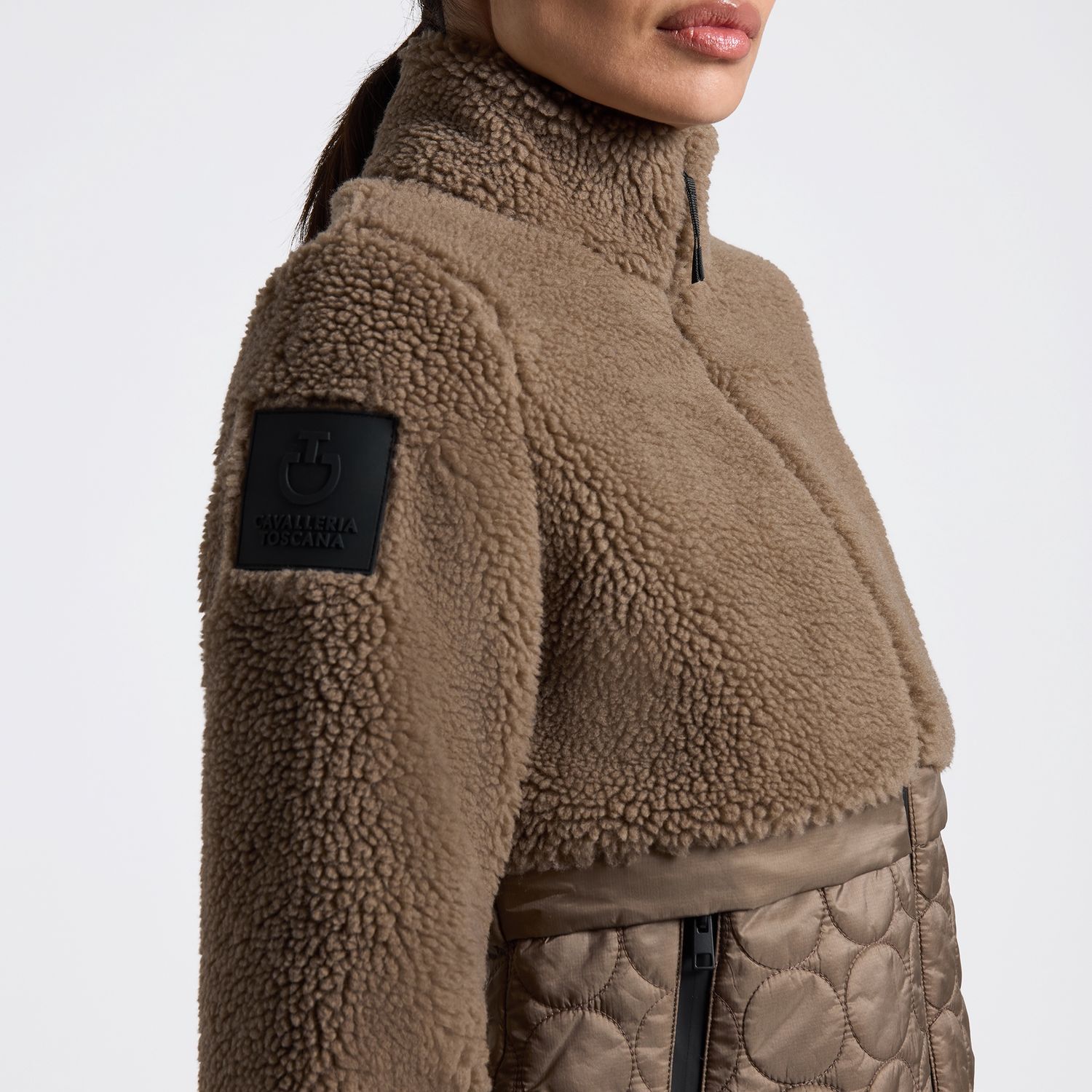 Cavalleria Toscana Teddy Bear Fleece + Nylon Zip Up Jacket Dames Dames Truien & Sweaters - Maddelin Equestrian Cavalleria Toscana