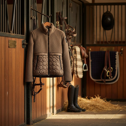 Cavalleria Toscana Teddy Bear Fleece + Nylon Zip Up Jacket Dames Dames Truien & Sweaters - Maddelin Equestrian Cavalleria Toscana