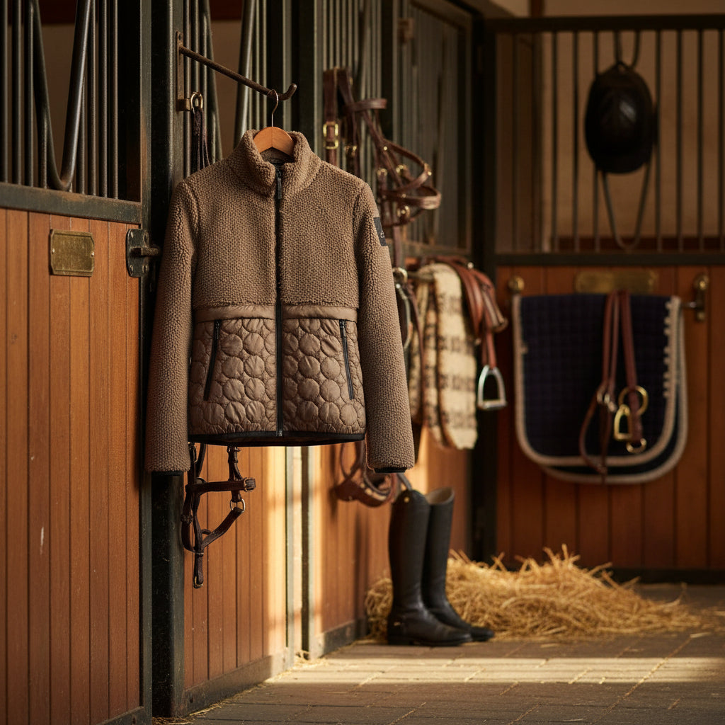 Cavalleria Toscana Teddy Bear Fleece + Nylon Zip Up Jacket Dames Dames Truien & Sweaters - Maddelin Equestrian Cavalleria Toscana