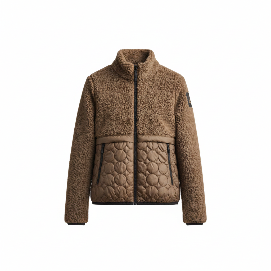 Cavalleria Toscana Teddy Bear Fleece + Nylon Zip Up Jacket Dames