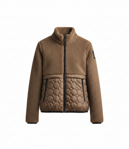 Cavalleria Toscana Teddy Bear Fleece + Nylon Zip Up Jacket Dames