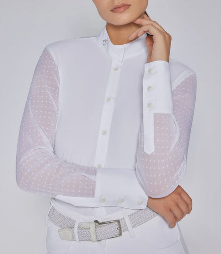 Cavalleria Toscana Wedstrijd Shirt Long Sleeves Polka Dot Wedstrijdshirts - Maddelin Equestrian Cavalleria Toscana